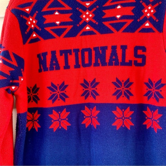 EUC Washington Nationals v-neck baseball Christmas sweater size women's xl‎ - Picture 5 of 5